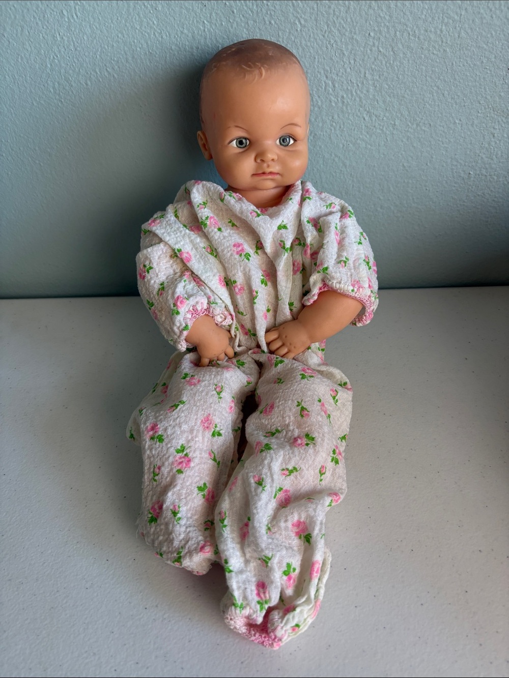 1950’s Cameo Miss Peep Baby Doll w/Hinged Limbs in Pink Floral Outfit